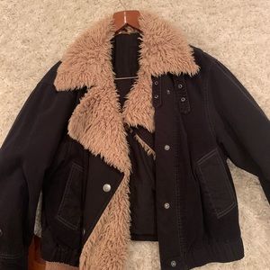 Free people fur lined bomber jacket